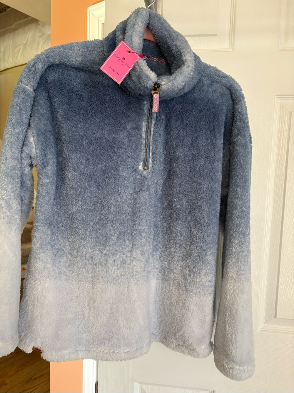 NWT- Simply Southern Blue Ombre Plush Half-Zip Turtleneck Sweater